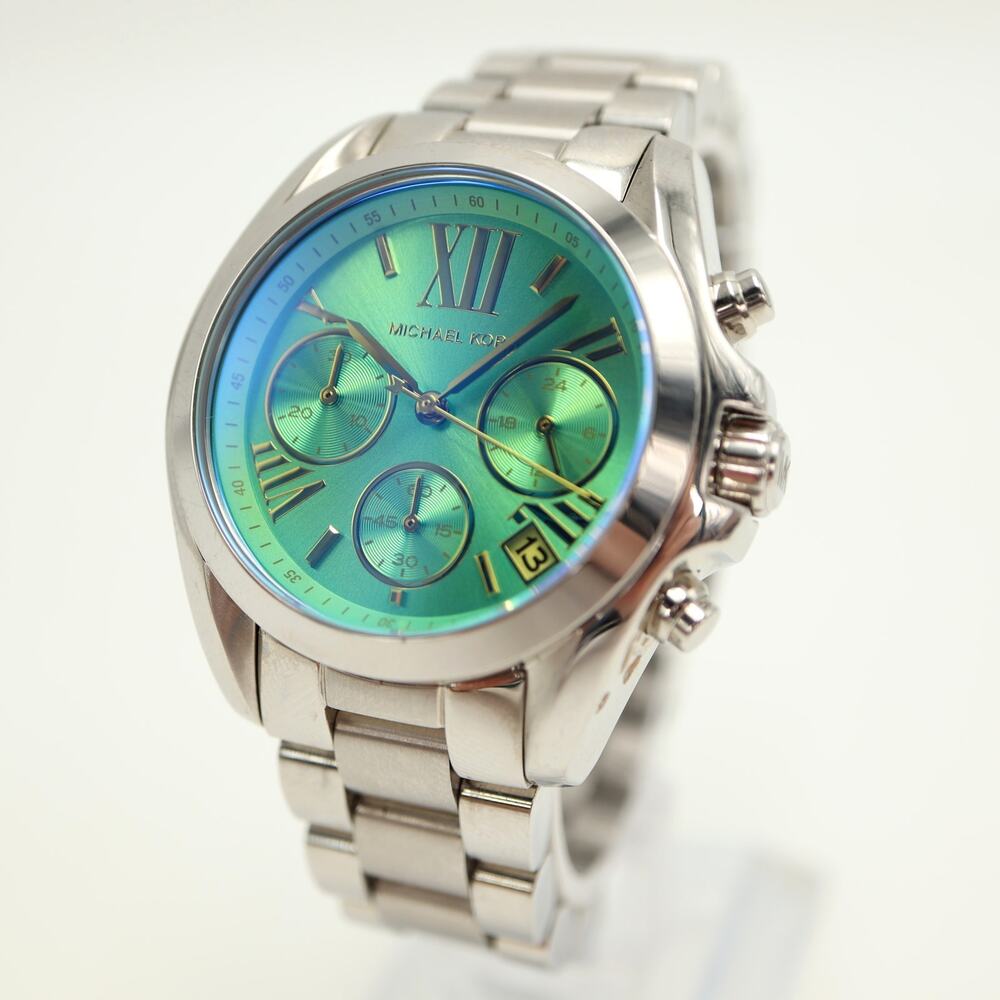 Michael Kors Bradshaw Silver Tone 37mm Chronograph Watch MK6197 w New Battery